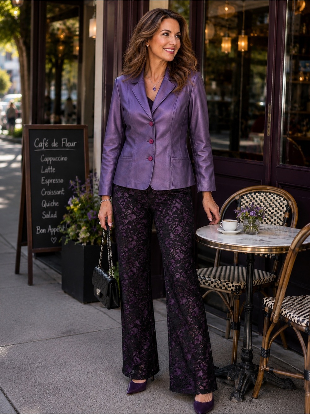 Beautiful purple & black lace Meritage pants sz 10